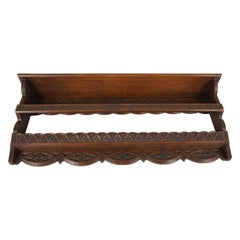 Antique Ant. Victorian Chip Carved Walnut Plate Rack, Plate Rail, Scotland 1880, H1051