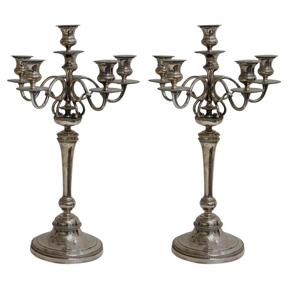 Big Pair of Candelabras, Jugendstil, Art Nouveau, France, 1900, Sign, Christofle For Sale