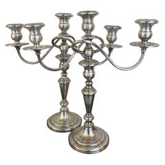 Vintage Sterling Weighted Convertible Candelabras by Fisher-Set of 2