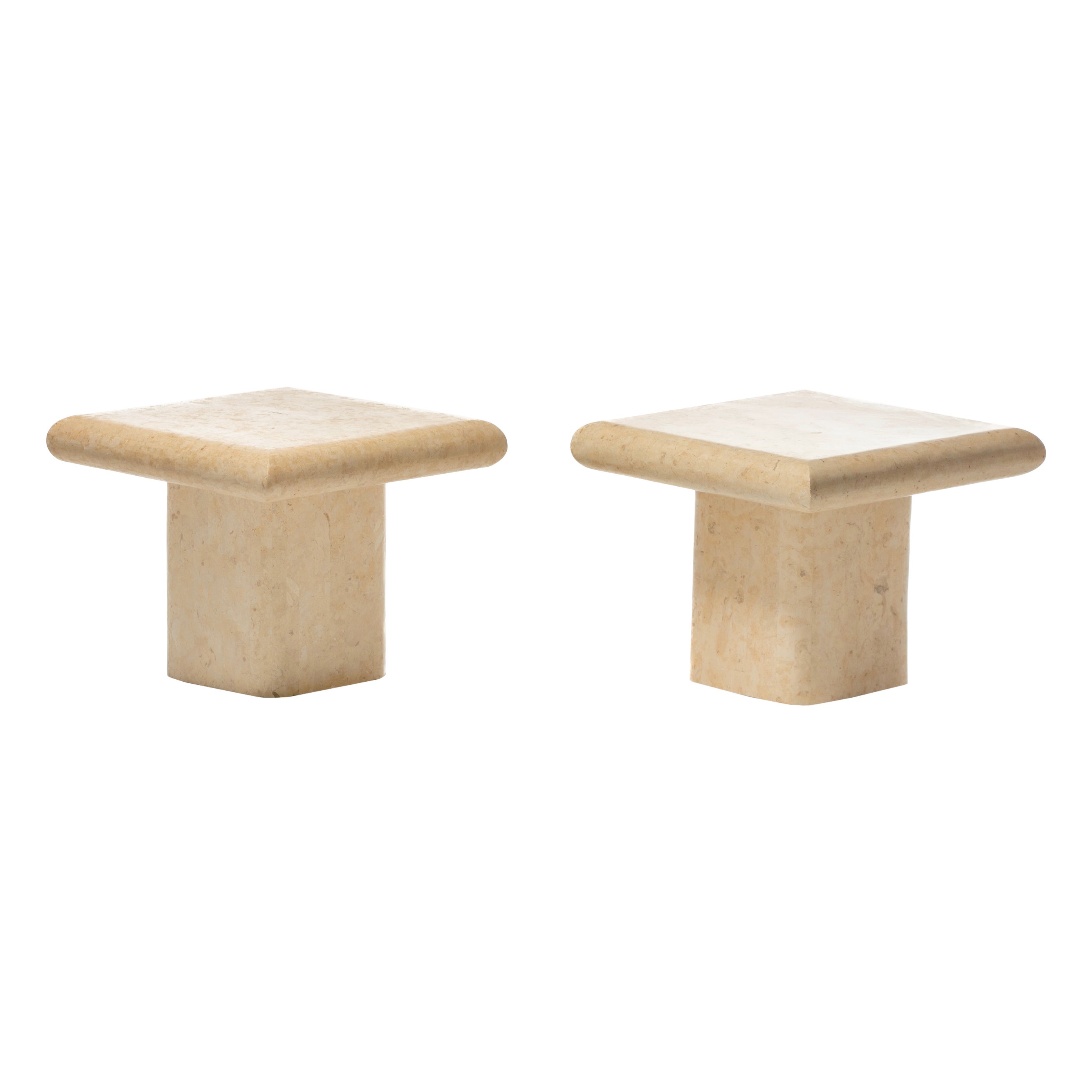 Pair of Post Modern Travertine End Tables, circa 1980s For Sale