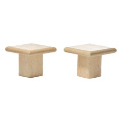 Pair of Post Modern Travertine End Tables, circa 1980s