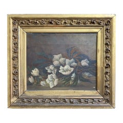 Mid-19th Century Oil on Canvas: Sweet Magnolias