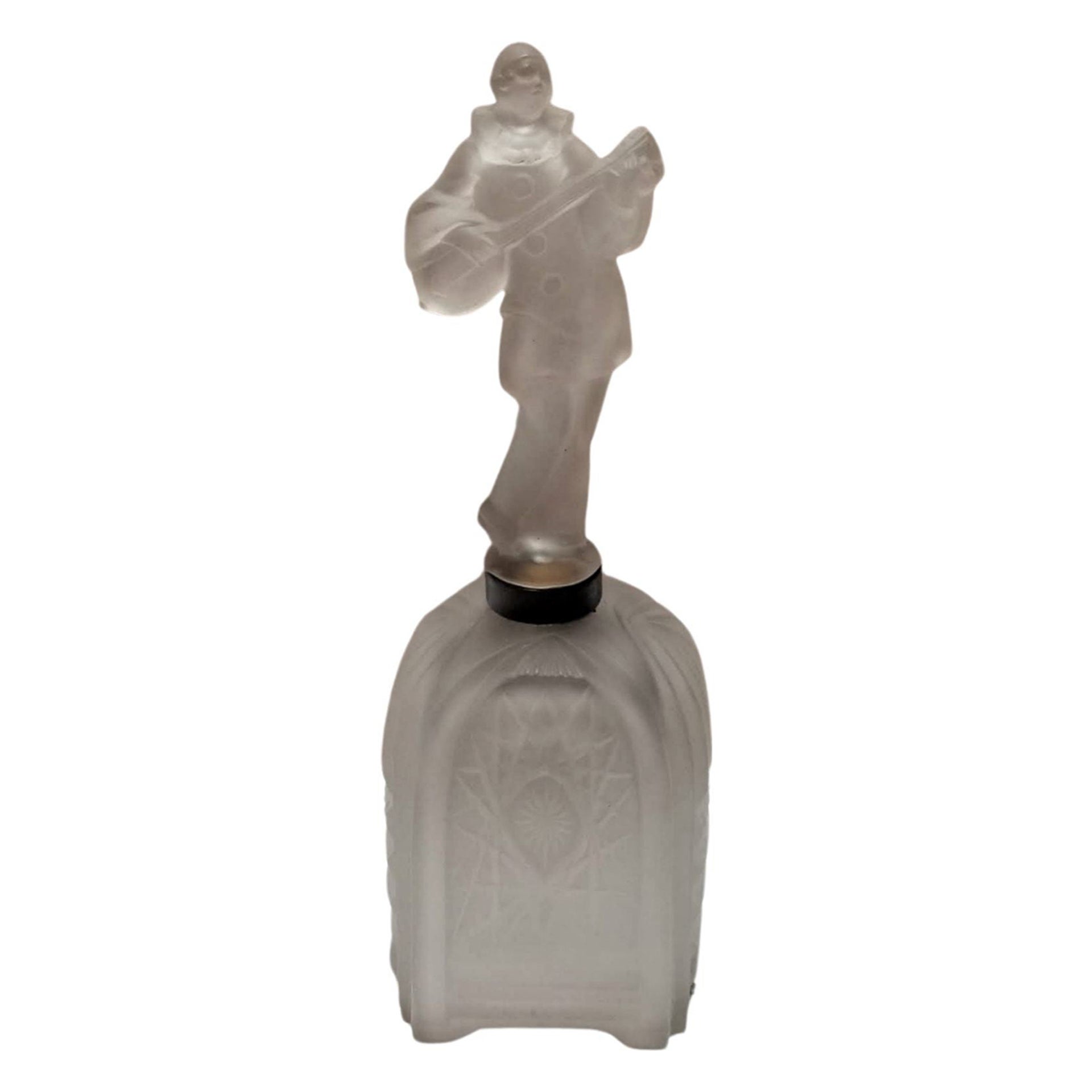 Art Deco Frosted Glass Jester Figurine Lamp For Sale