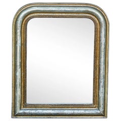 Antique French Louis-Philippe 19th Century Silver and Gold Mirror with Petite Beads