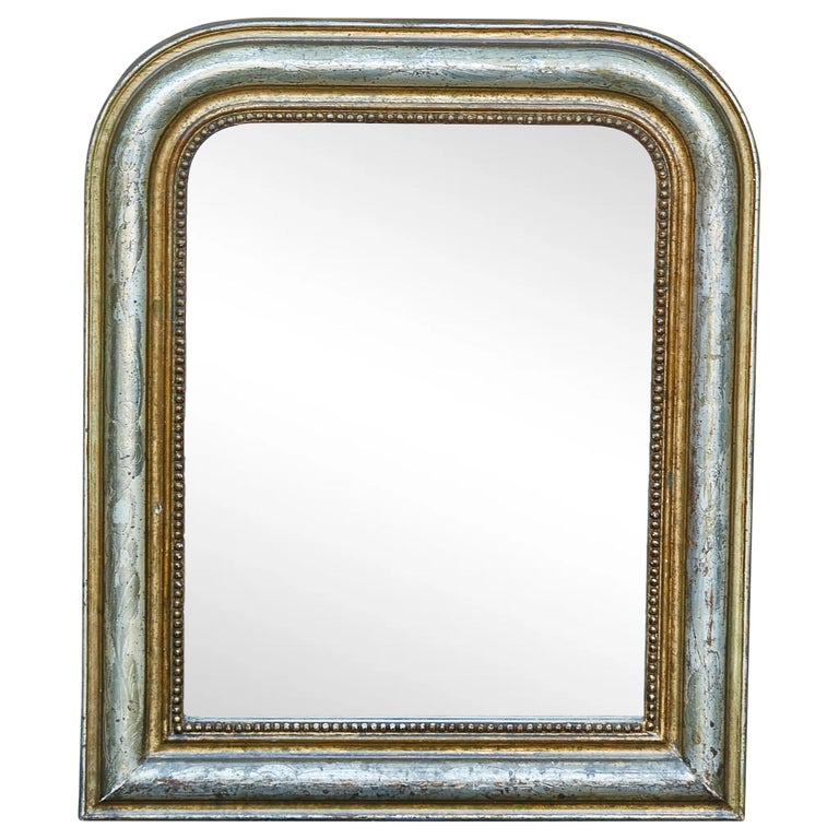 19th Century Petite French Louis Philippe Beaded Gilt Mirror