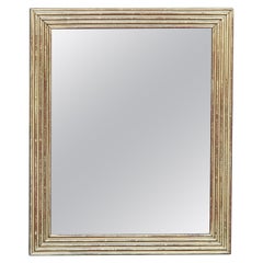 Miroir rectangulaire français du 19ème siècle en bois doré avec accents de roseaux sculptés