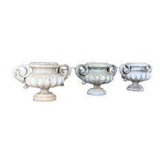 Set of 3 x 19th Century French Enamelled Urns