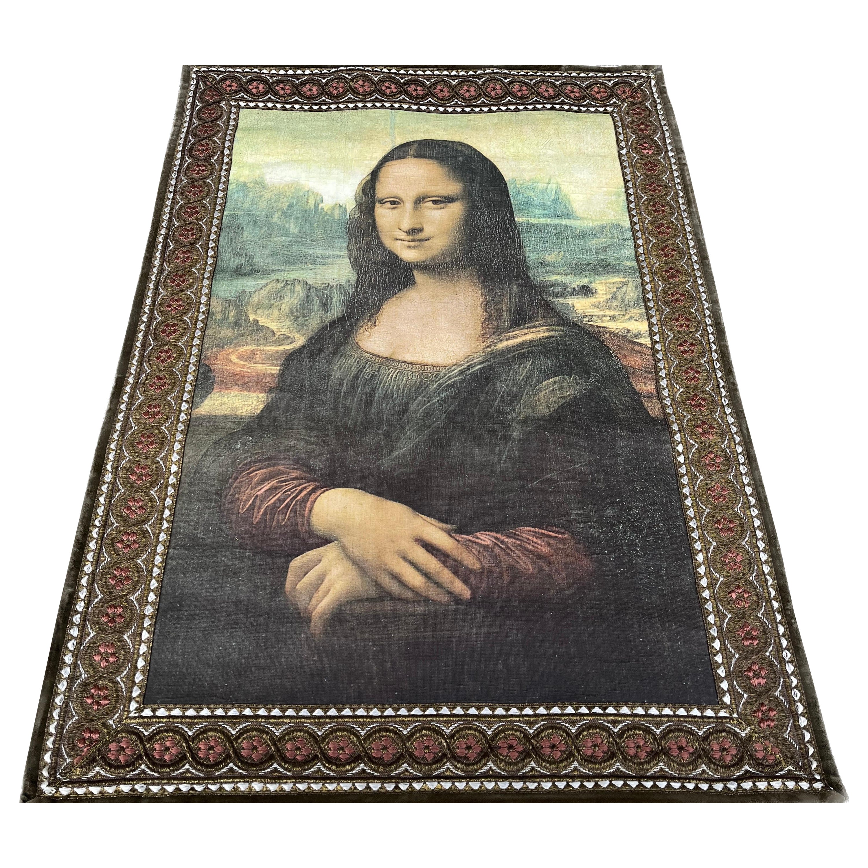 La Joconde Portrait of Mona Lisa / Tapisserie/Tissu For Sale at 1stDibs |  leonardo da vinci signature on mona lisa