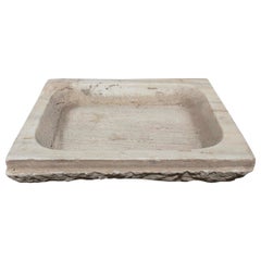 White Hand Carved Marble Washbasin with One Sink in a Single Block