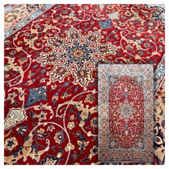 Vintage Wool And Silk Persian Isfahan Rug
