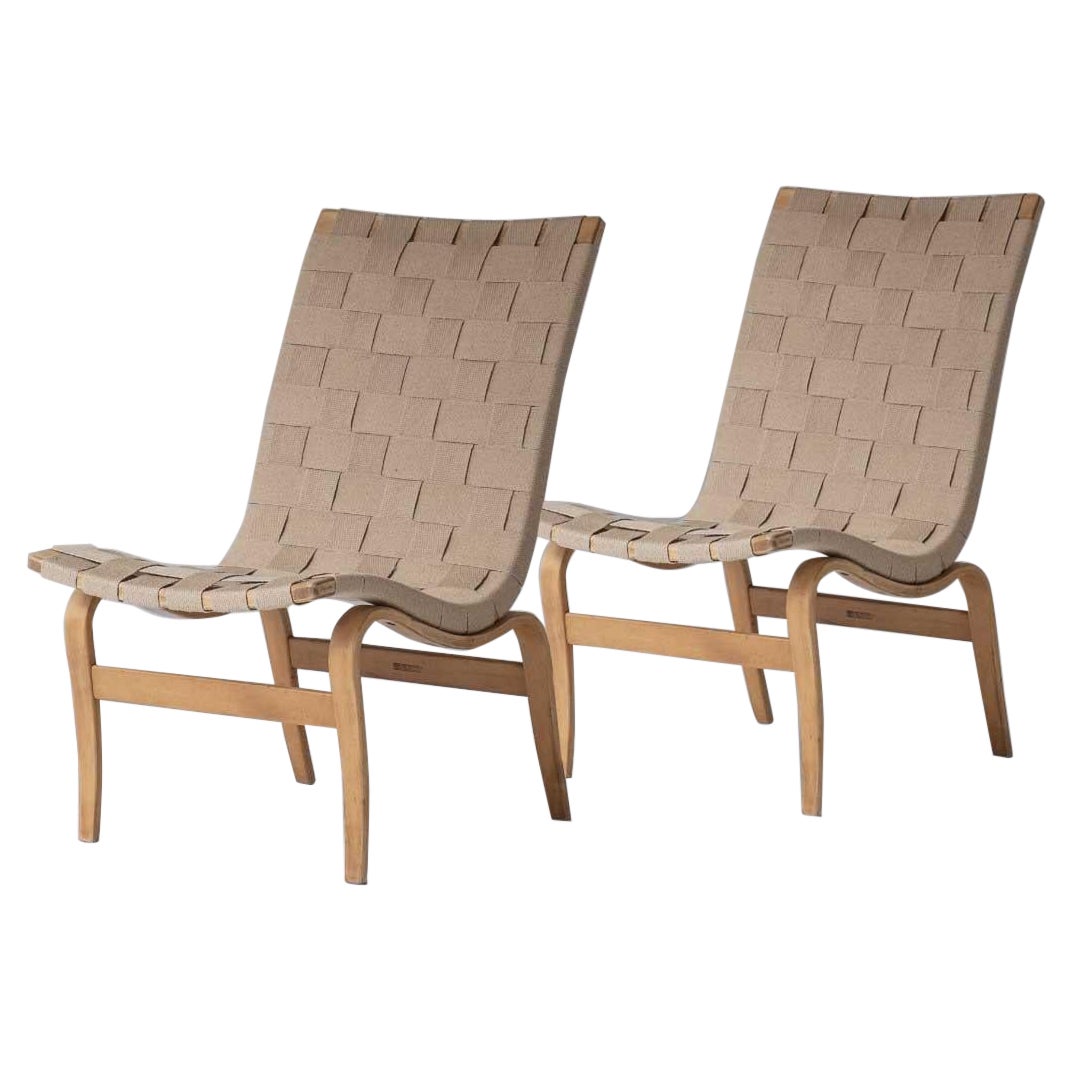 Pair of Bruno Mathsson Armchairs Model "Eva", Swedish Production, 1960 For Sale