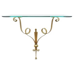 Pier Luigi Colli Gilt Wrought Iron Console Gilt Wrought Iron Console with Glass