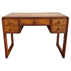 1940s Art Deco Midcentury Italian Walnut Burl Wood Writing Desk Table