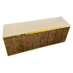 Postmodern Smoked Mirror and Gold Credenza