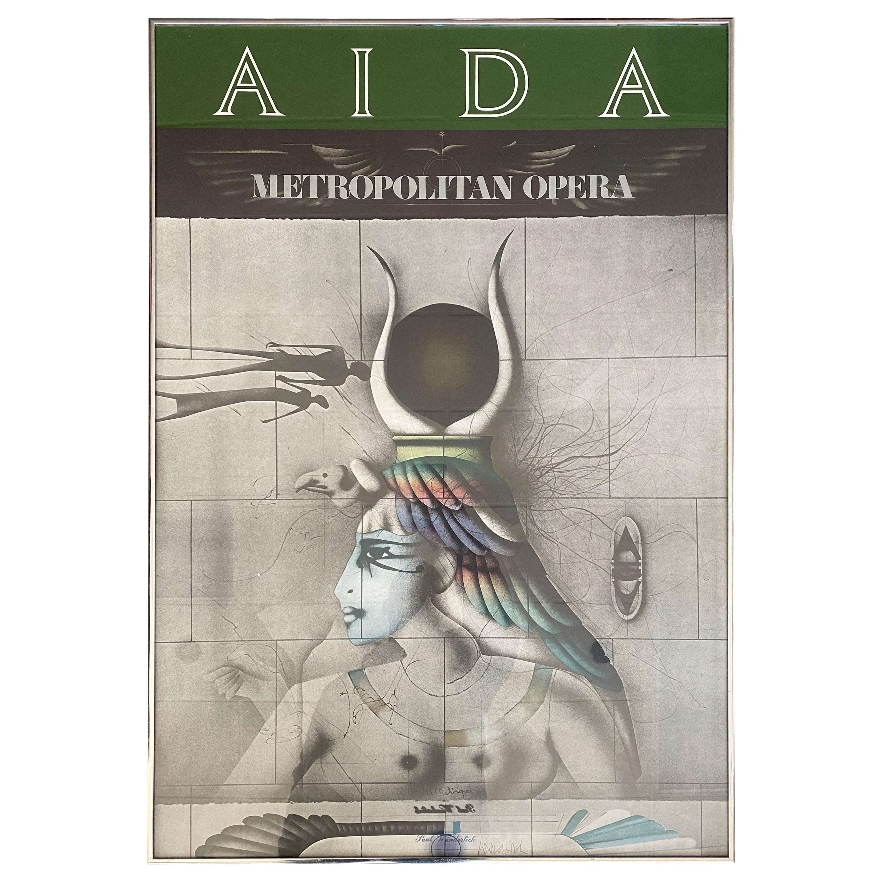 Vintage Paul Wunderlich "Aida" Lithograph for Metropolitan Opera, 1978, Framed