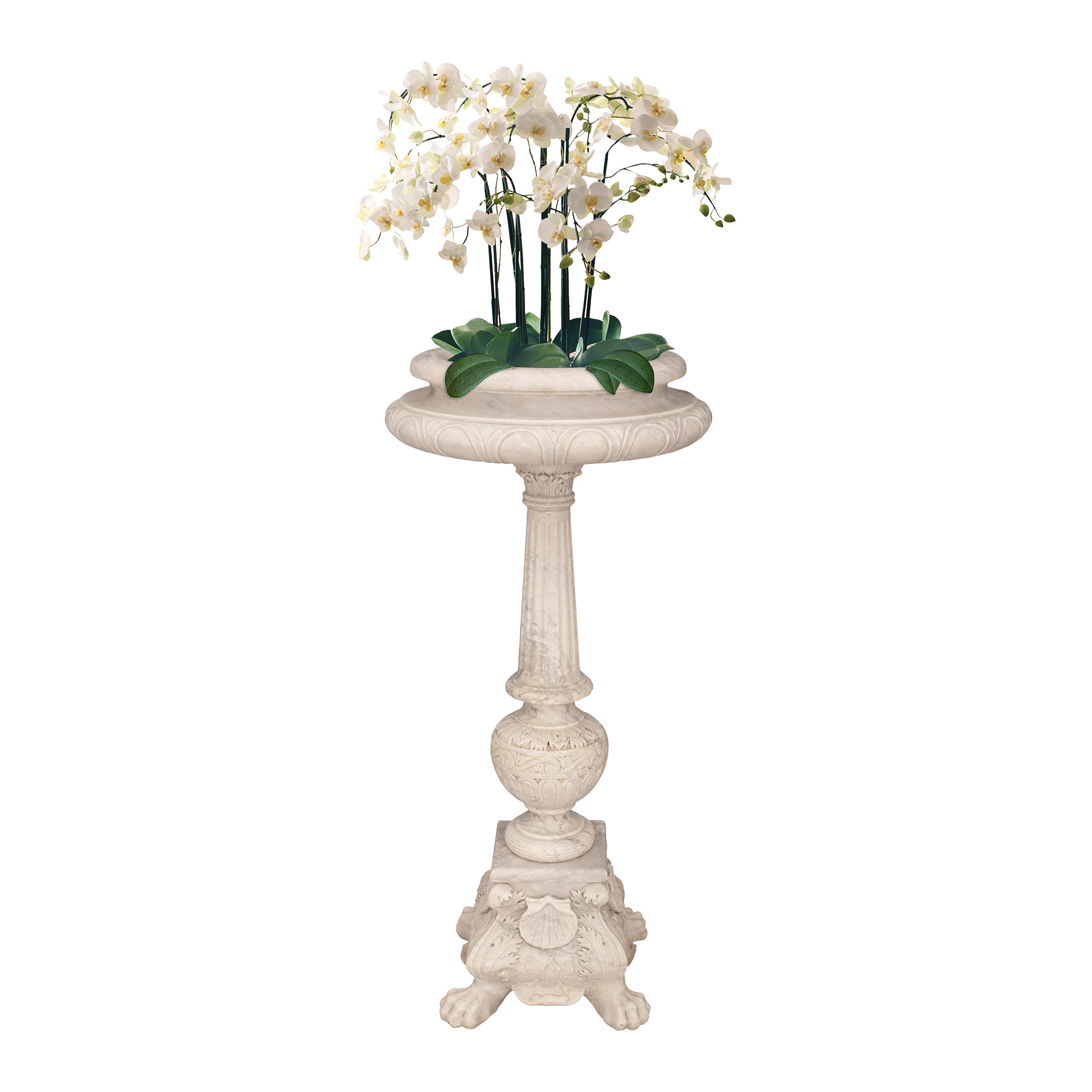 Italian 19th Century Louis XVI St. White Carrara Marble Bird Bath / Planter For Sale