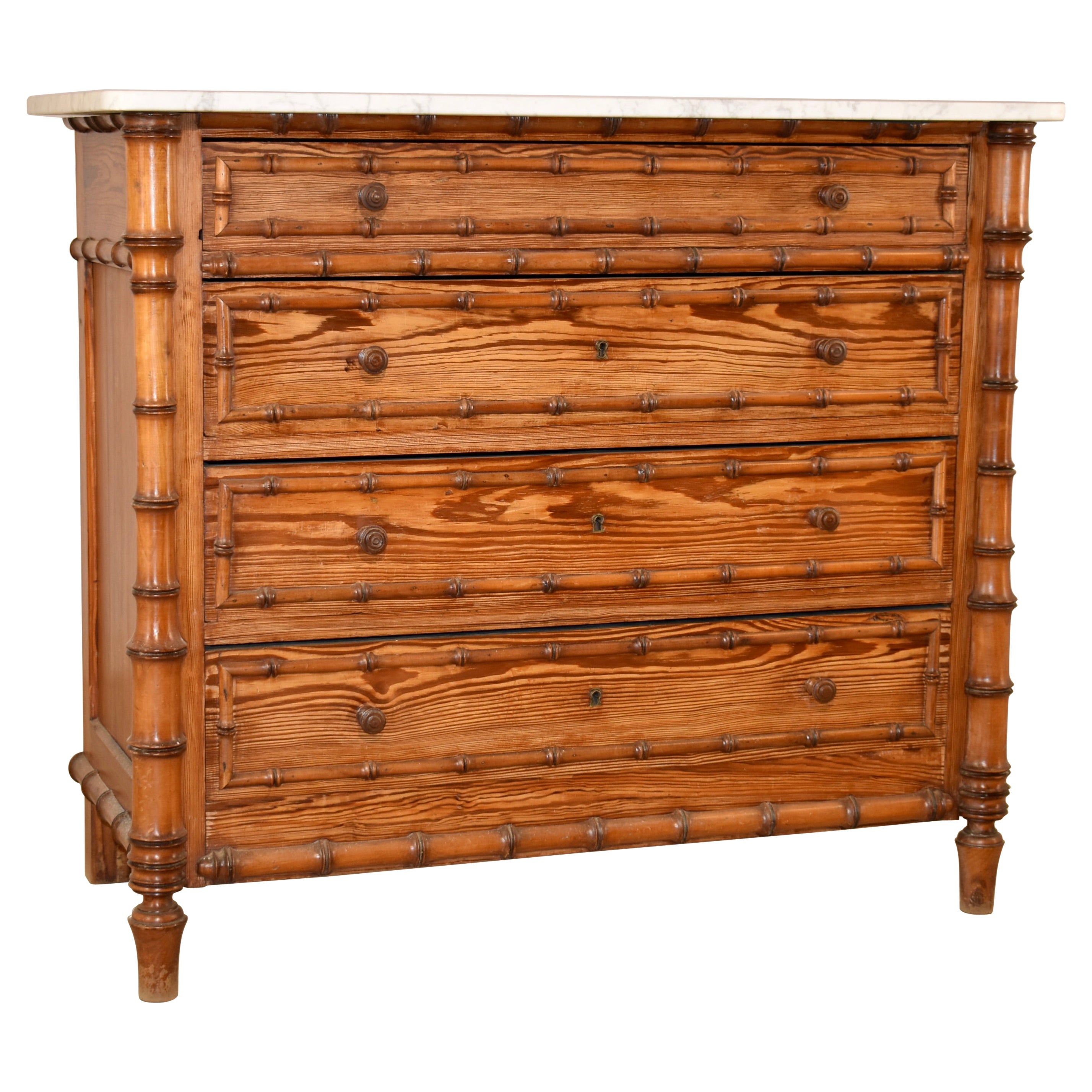 19th Century Faux Bamboo Chest of Drawers from France