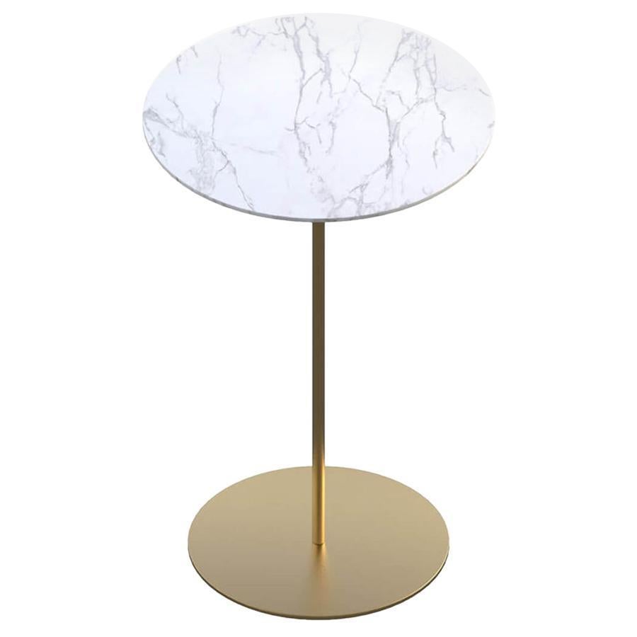 Basic Brass Plated Metal& Marble Side Table Set For Sale