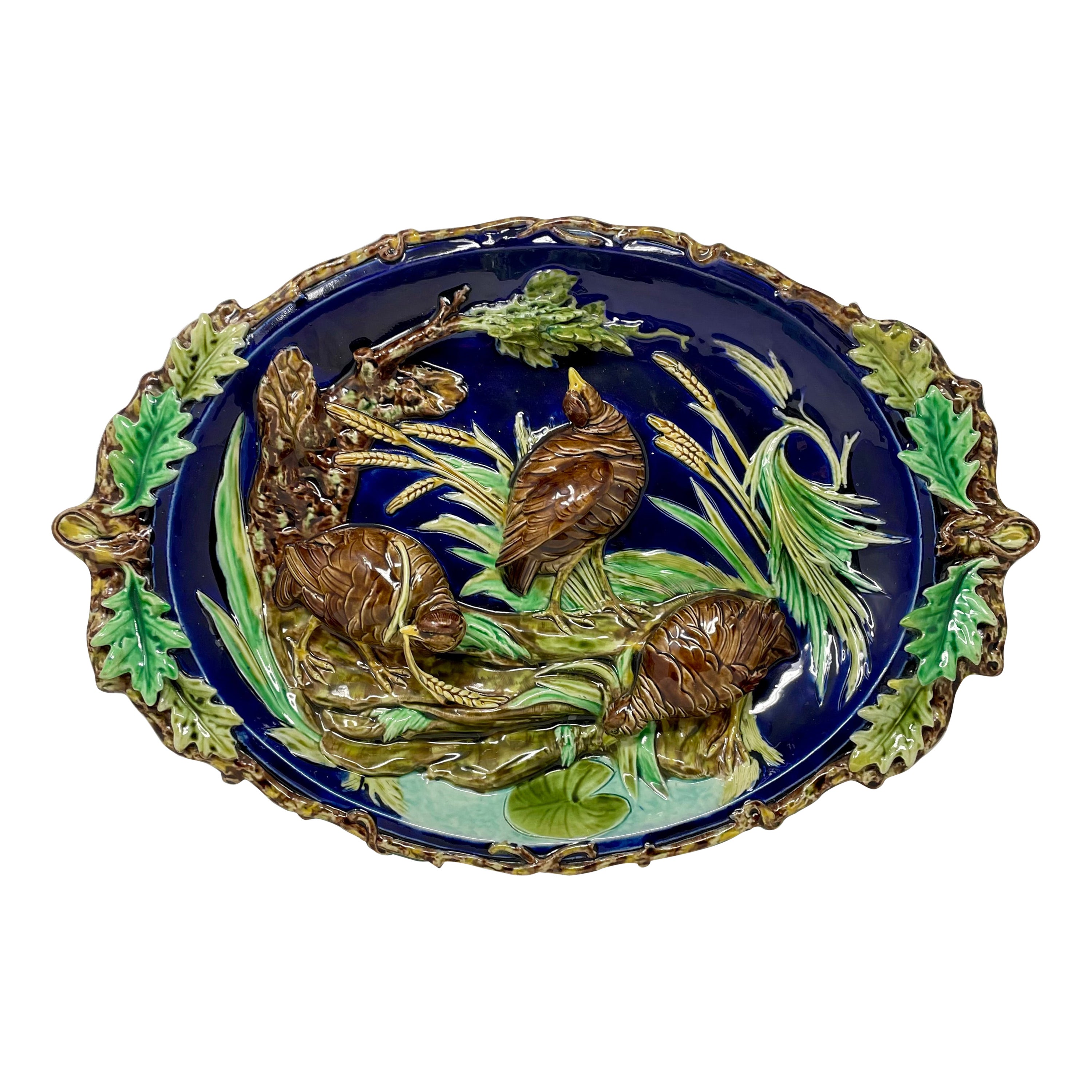 Antique French Majolica Platter circa 1890 For Sale