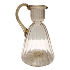 Antique Straw-Colored Glass Pitcher Vase Ascribable to Vittorio Zecchin, Italy