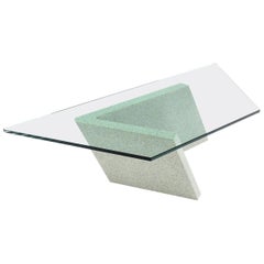 Geometrical Irregular  Trapezoid Shape Glass Top Coffee Center Table