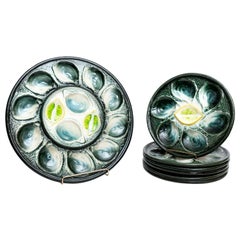 Trompe L'oeil Oyster Serving Plate and Six Dinner Plates by St Cle'ment