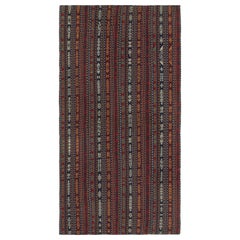 Tapis de couloir Kilim persan Shahsavan vintage rouge, bleu et or