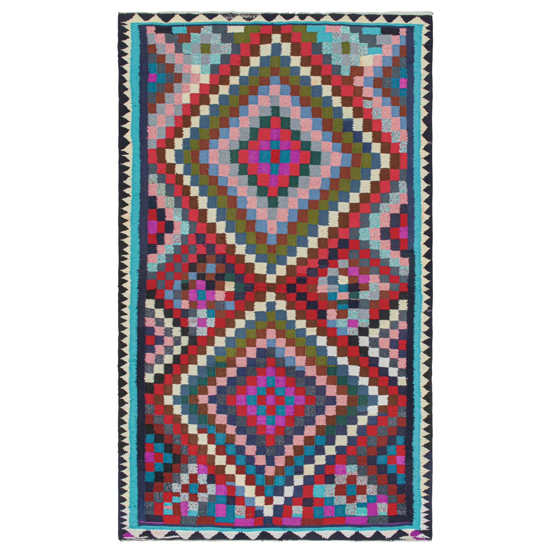 Vintage Kurdish Persian Kilim with Vibrant Geometric Patterns For Sale