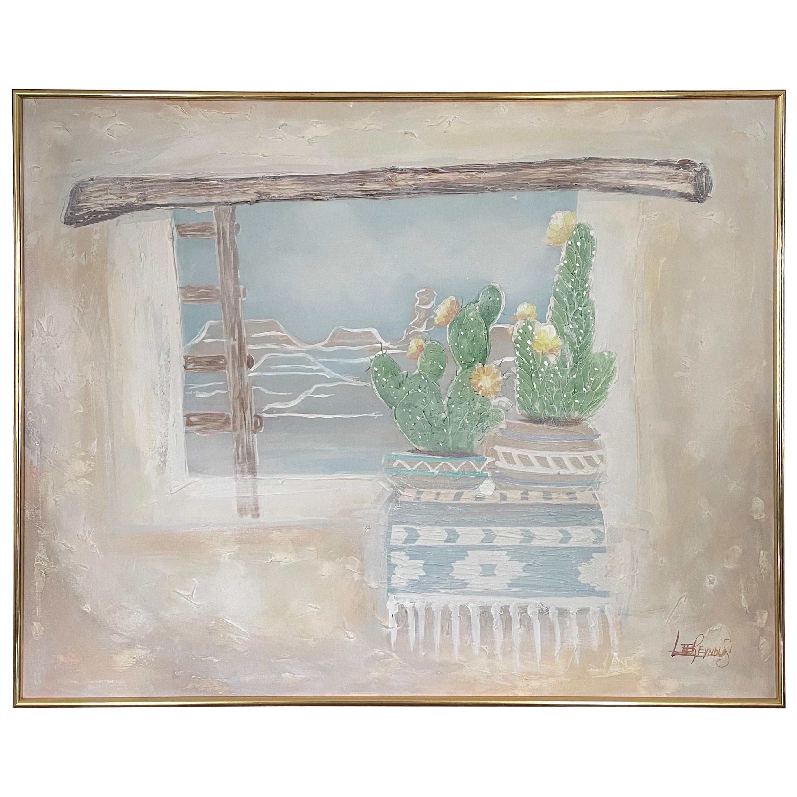 Paysage de cactus organique et moderne de Lee Reynolds, Art du Sud-Ouest en vente