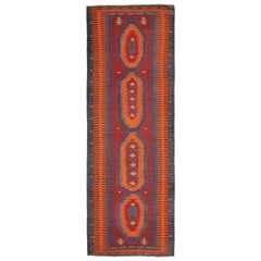 Persischer Karadagh-Kelim mit roten und orange-blauen Medaillons, Vintage