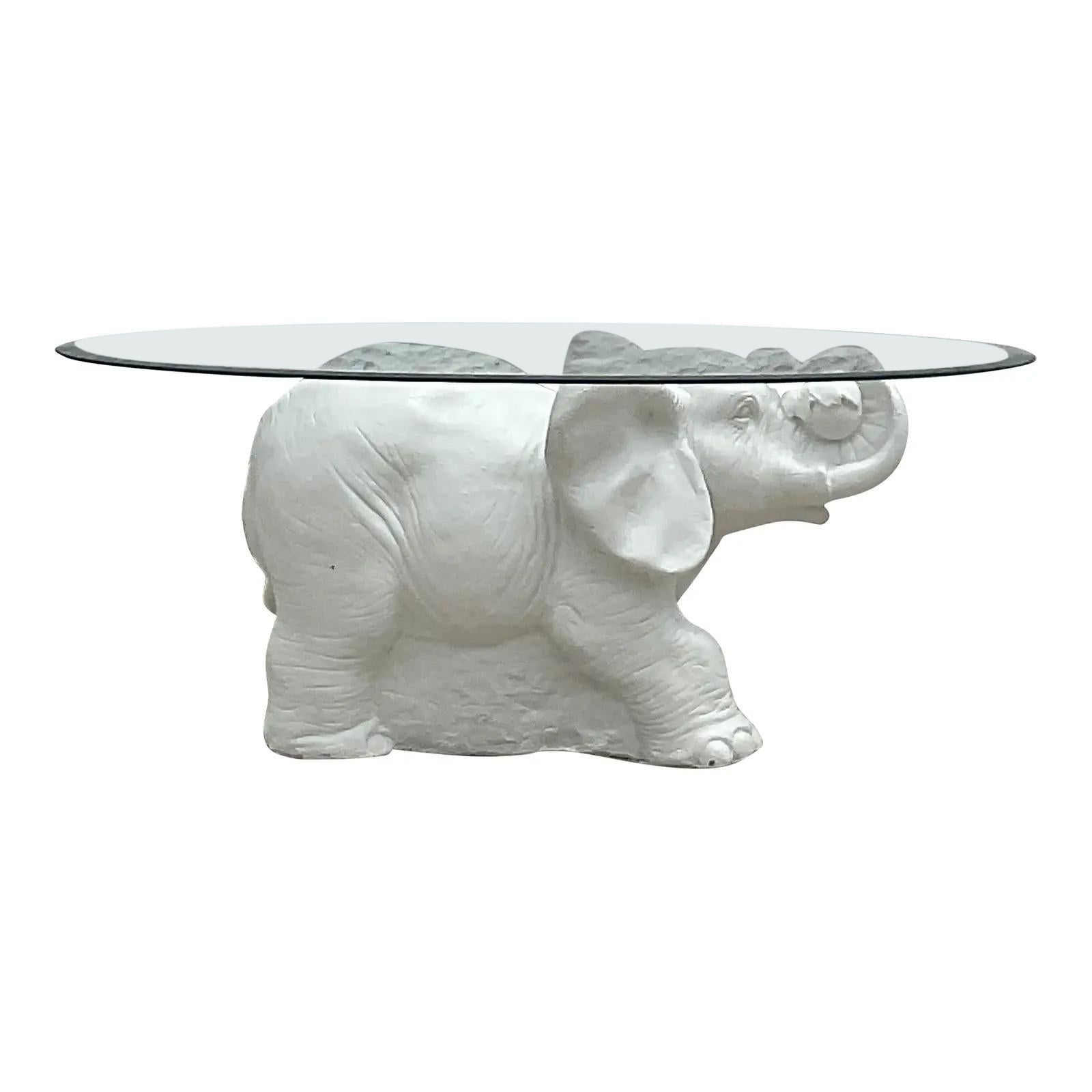 Vintage White Elephant Side Table For Sale