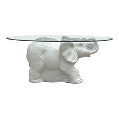Vintage White Elephant Side Table