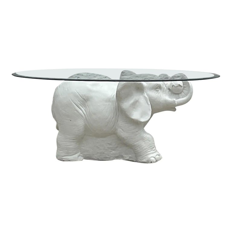 Vintage White Elephant Side Table For Sale at 1stDibs