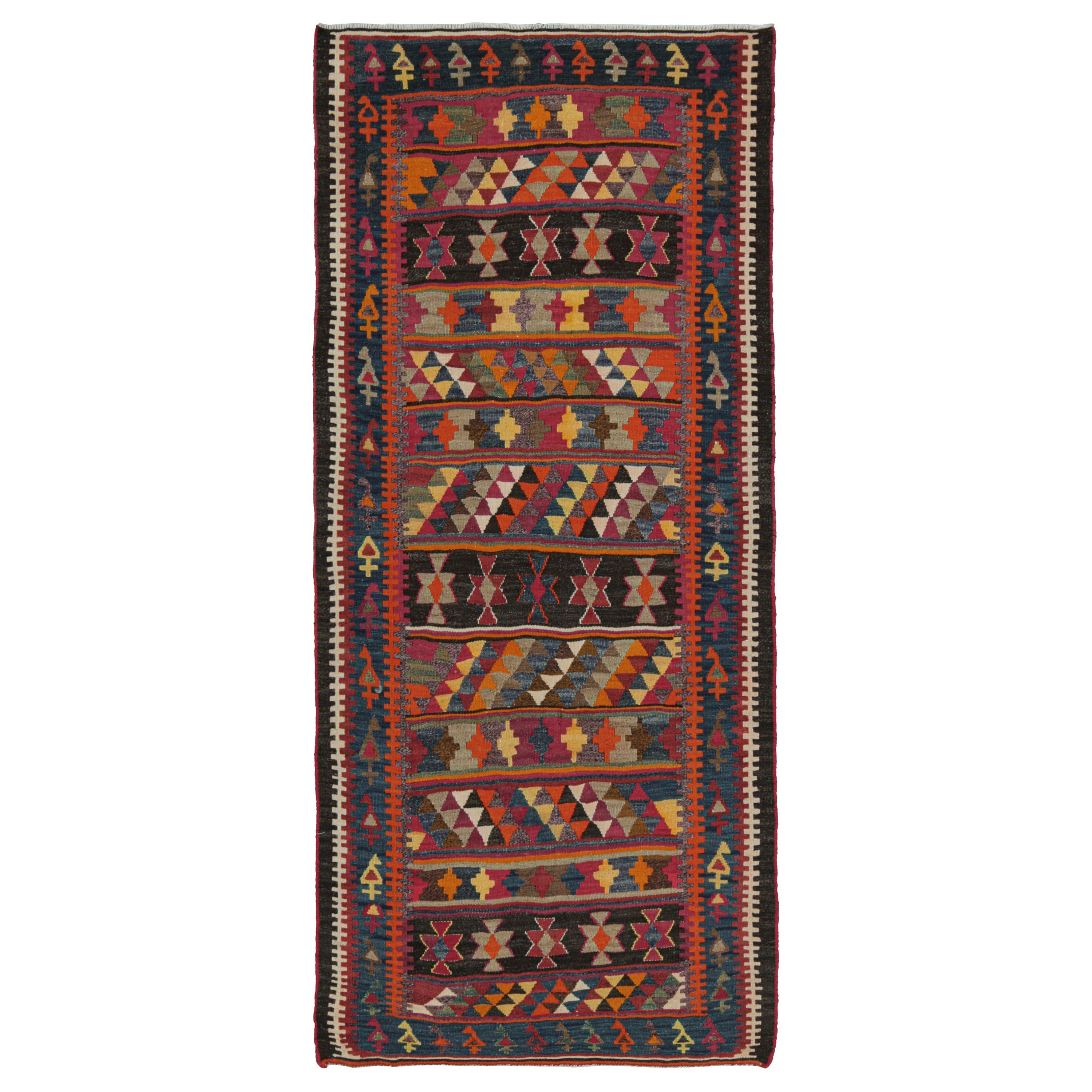 Vintage Persian Bidjar Kilim in Polychromatic Patterns For Sale