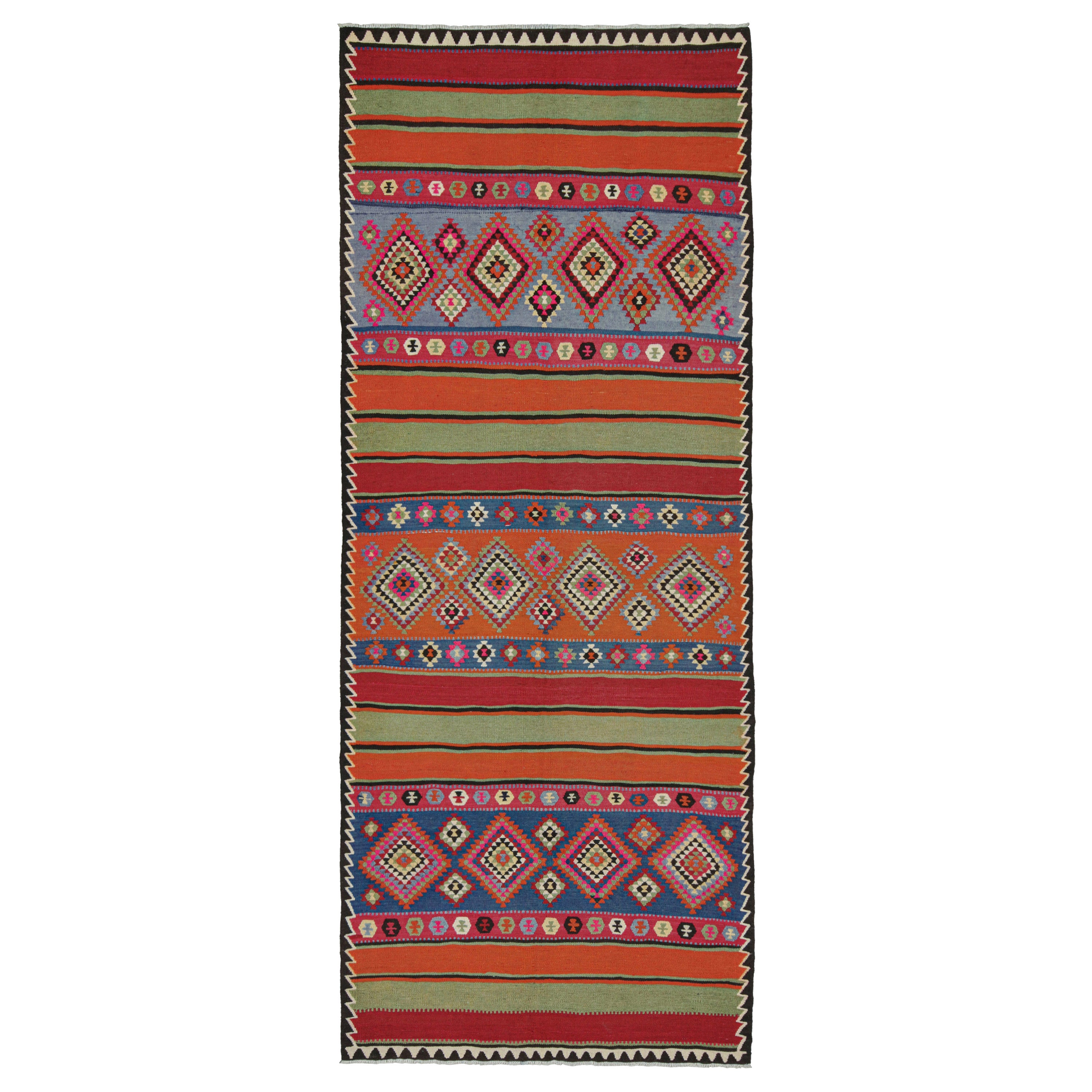 Vintage Persian Kilim in Polychromatic Geometric Patterns For Sale