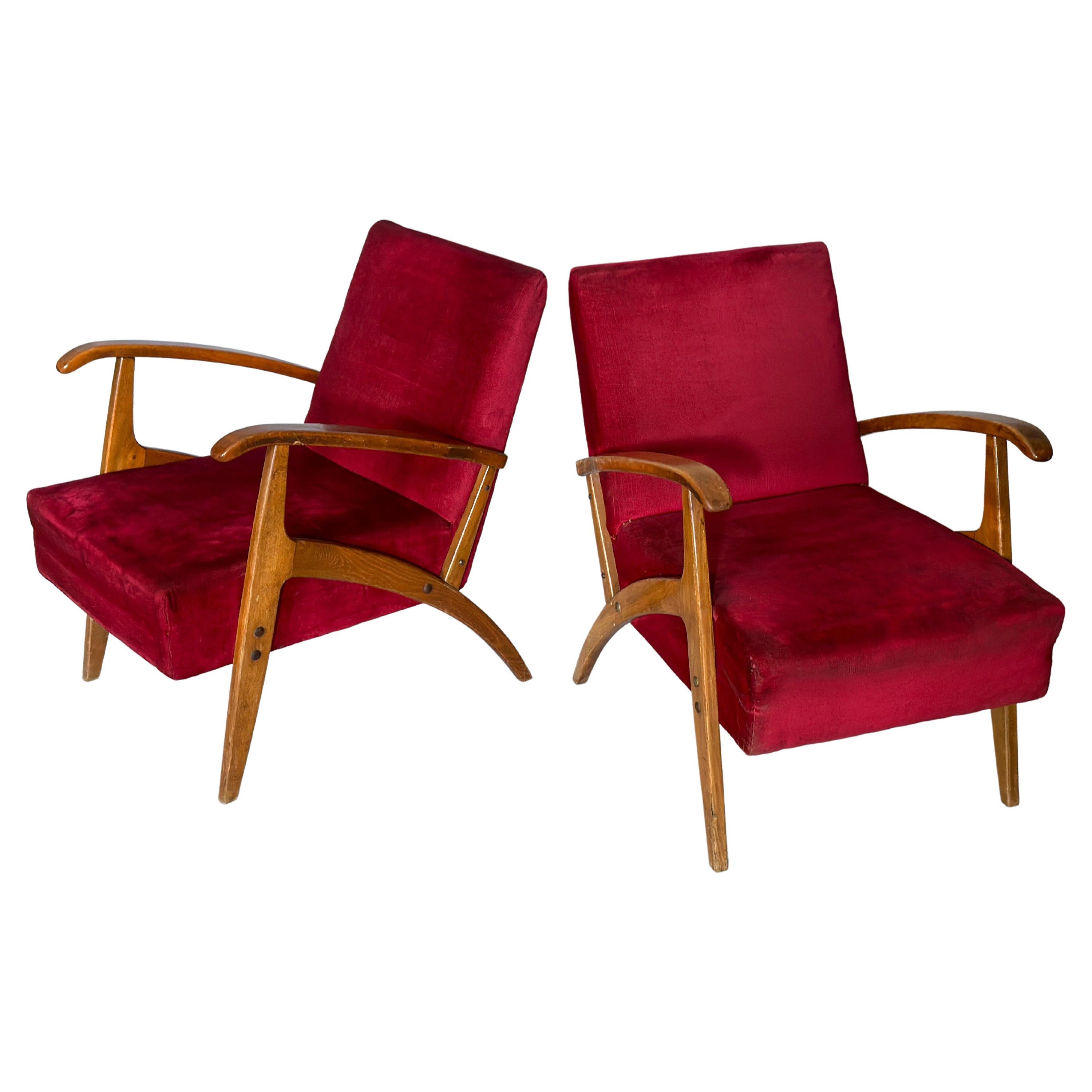 Mid-Century Modern Armchairs in Original Condition, Italy, 1950s