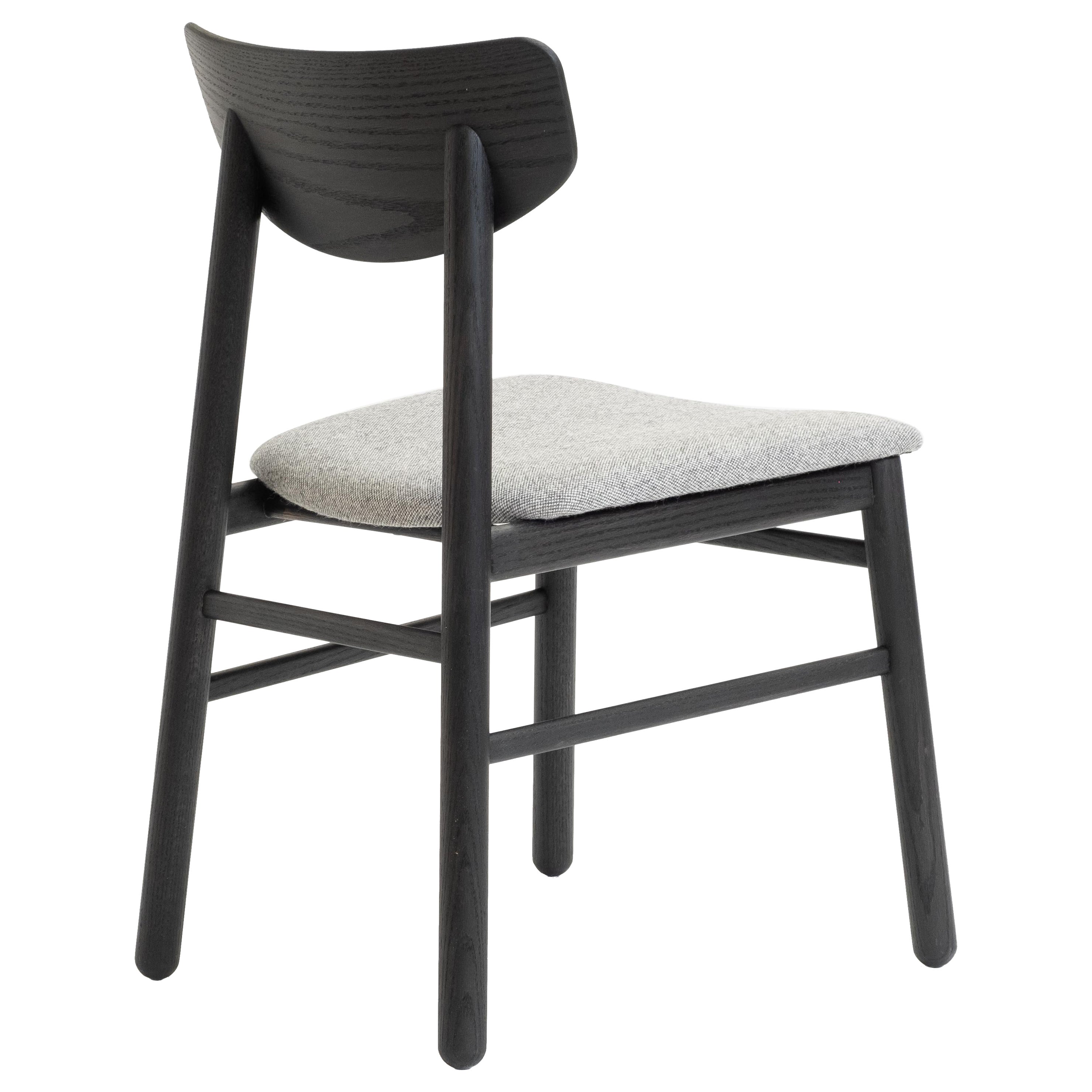 Modern Dining Chair in Solid Blackened Oak with Wool Seat
