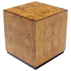 Burl Wood Cube Shape Table Pedestal