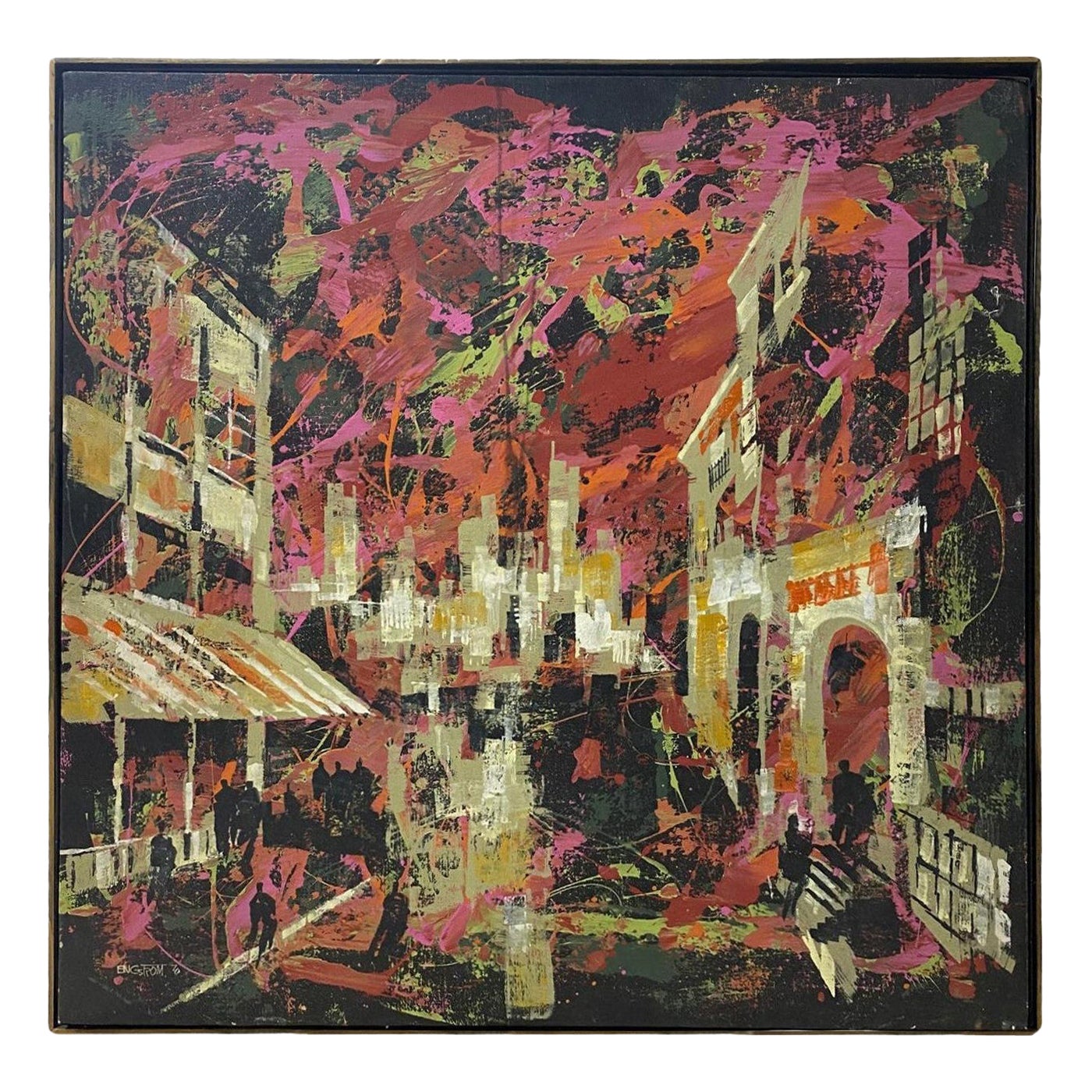 Pittura ad olio firmata da Magnus Engstrom, artista svedese della California della metà del secolo scorso