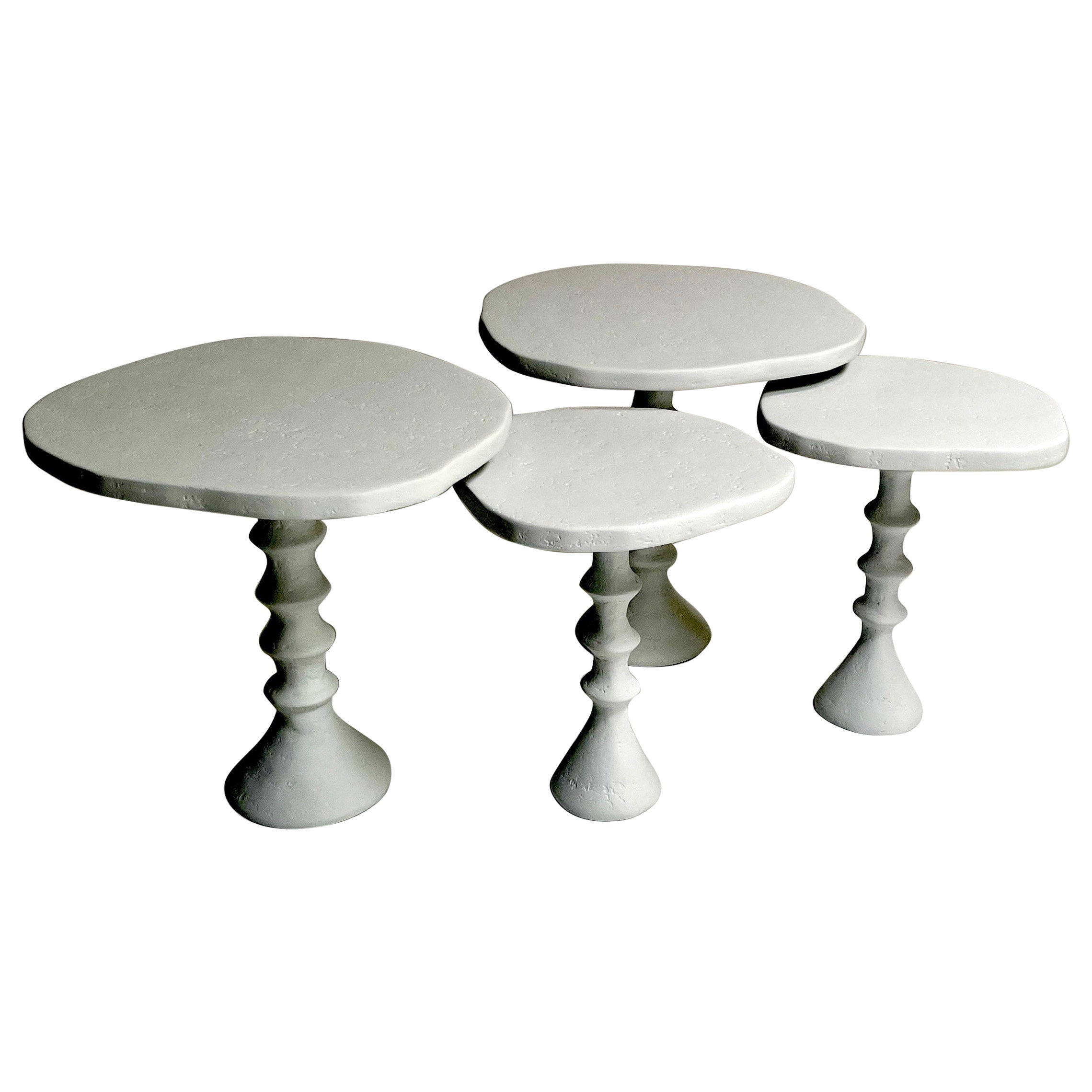 Set of Four Plaster St Paul Side Tables by Bourgeois Boheme Atelier For Sale