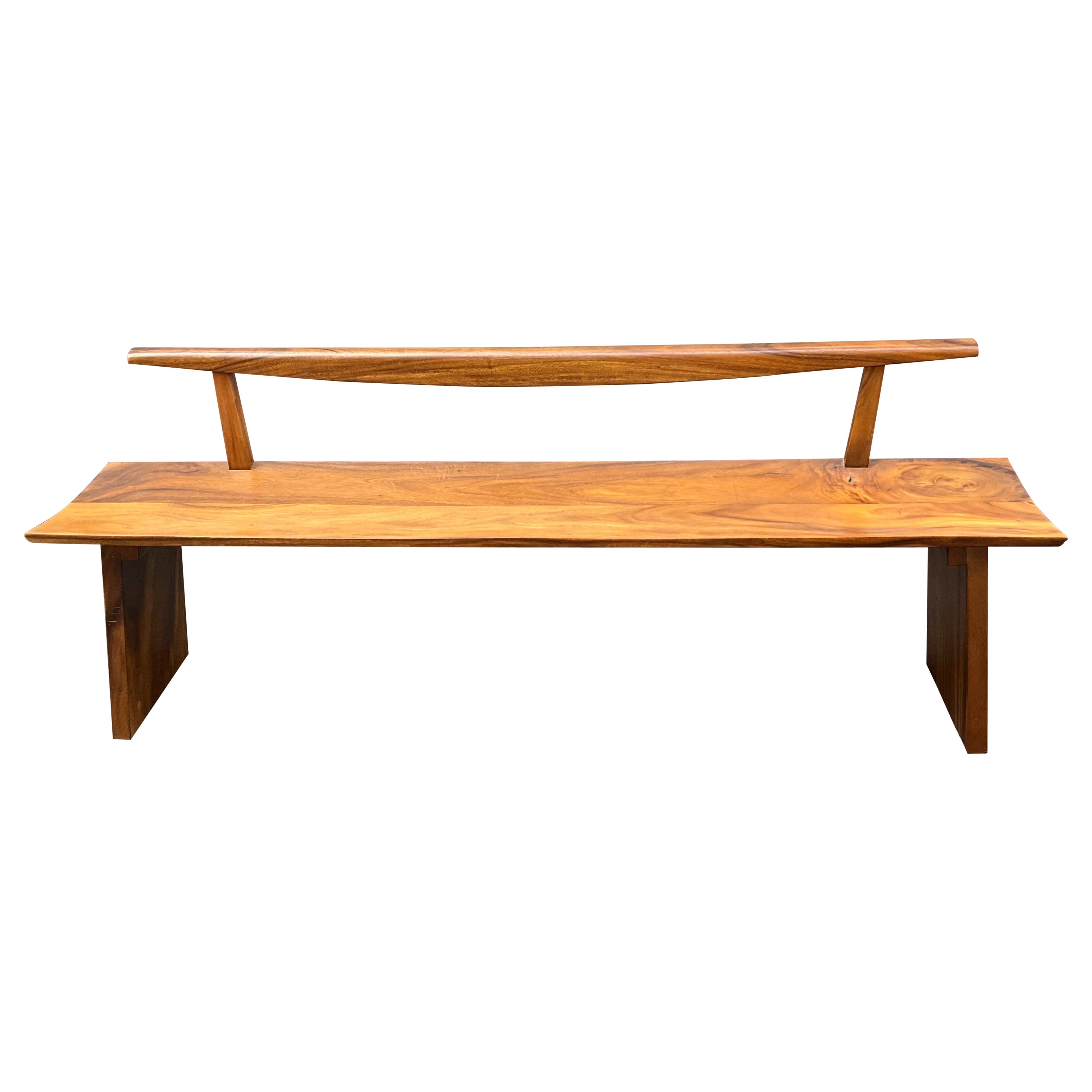 Organic Modern Nakashima Style Teak Wood Bench, Two Available