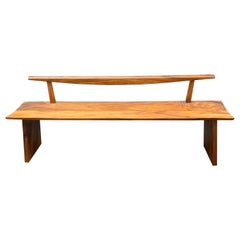 Organic Modern Nakashima Style Teak Wood Bench, Two Available