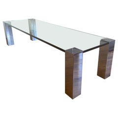 Post Modern Chrome & Glass Rare Coffee Table by Willy Rizzo for Cidue, Italy