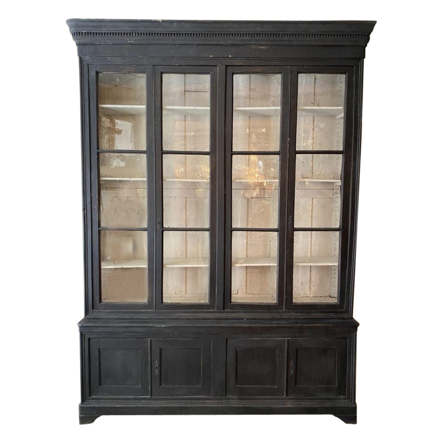 Early 1900 Two Part French Display Cabinet / Tallboy For Sale at 1stDibs