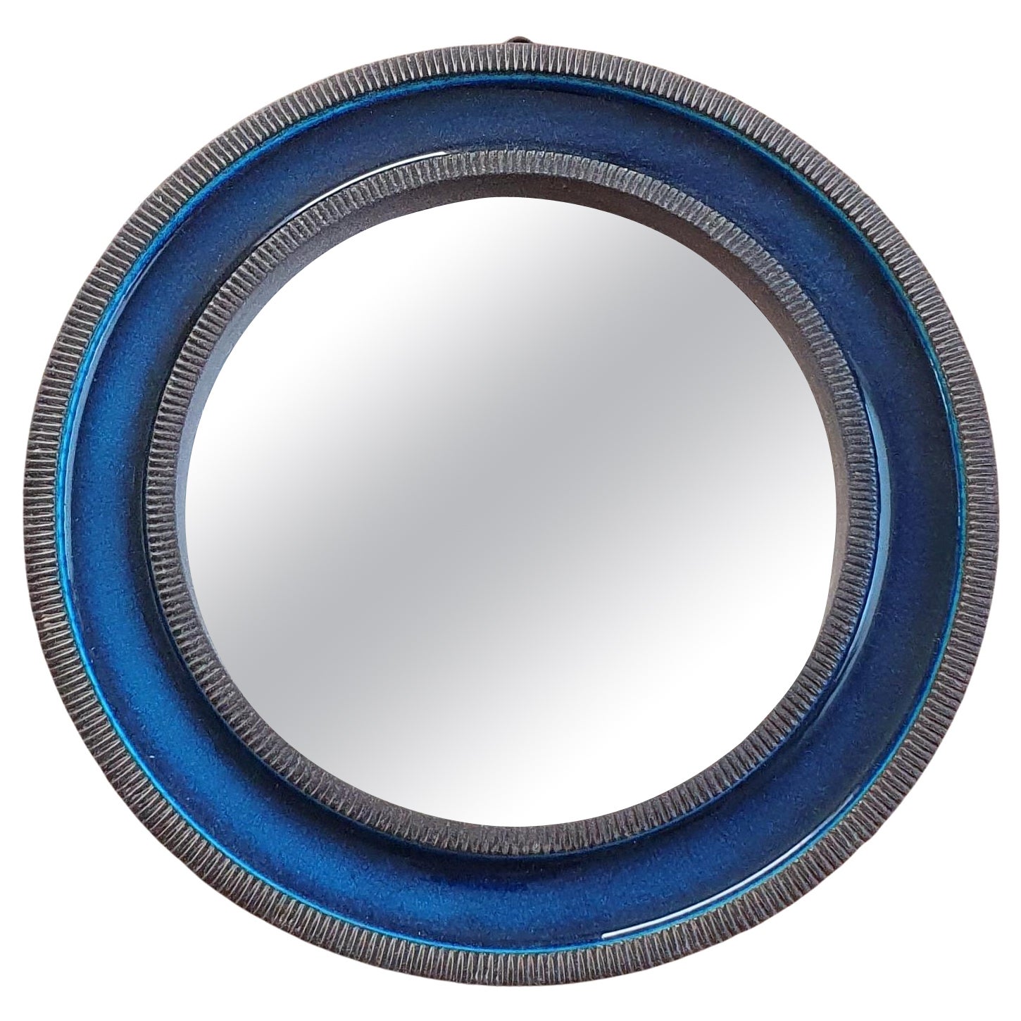 Erik Reiff Round Ceramic Mirror for Knabstrup, Denmark For Sale