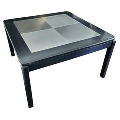 Table de salle à manger en bois émaillé et aluminium anodisé noir, milieu du siècle dernier, Italie, années 1970