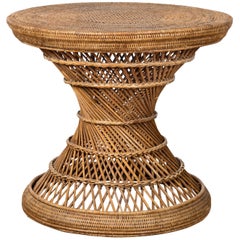 Landhausstil Vintage Thai gewebt Rattan Trommeltisch mit runder Platte
