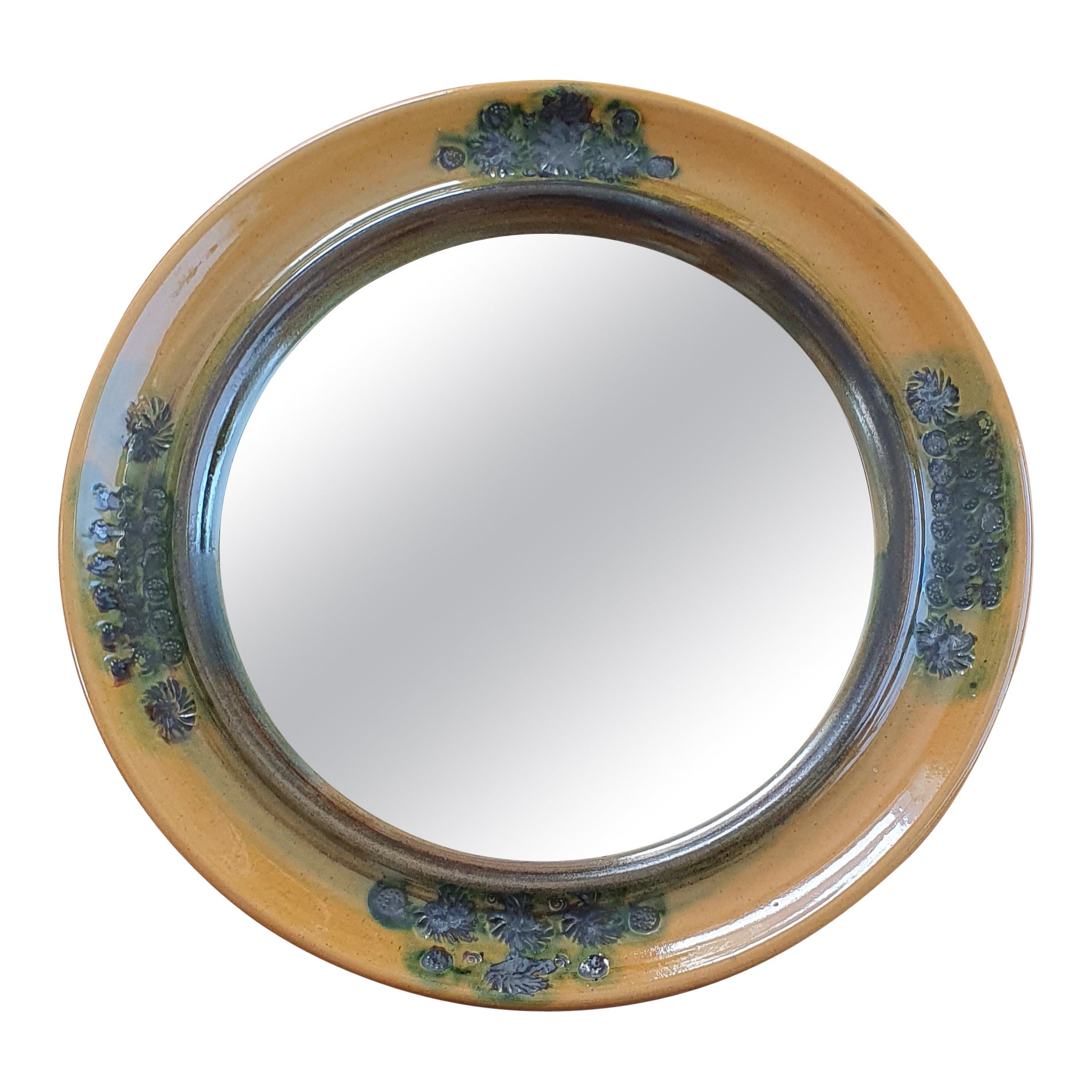 Midcentury Circular Wall Mirror by Hanne Salamon, 1960s For Sale