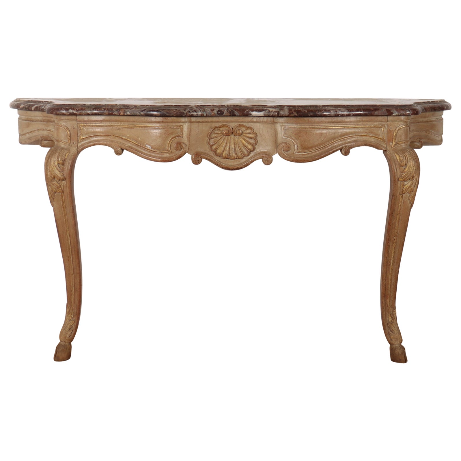 French Marble Top Console Table For Sale