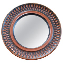 Vintage Round Midcentury Ceramic Mirror